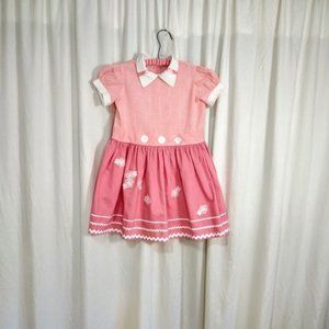 Vintage 1950's Girls Dress, Pink Gingham, Approx. Girls Size 8-10